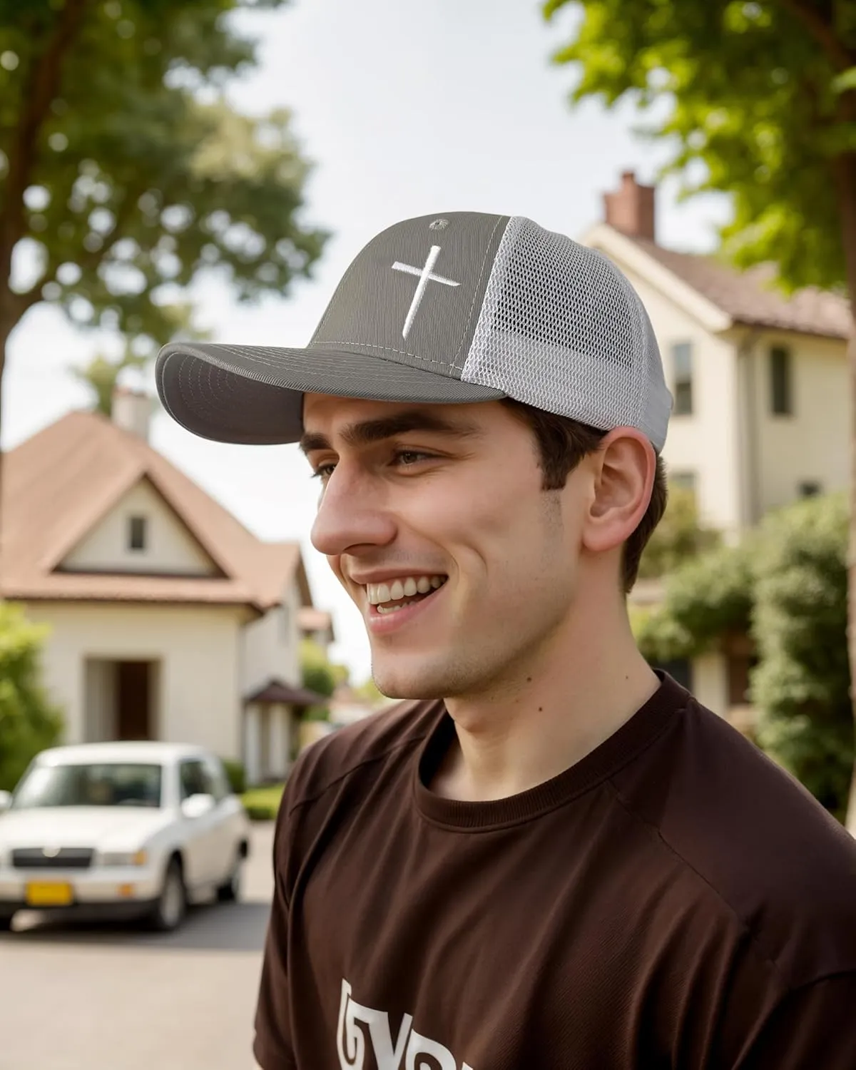 Christian Hats for Men Women, Embroidered Jesus Cross Trucker Hat