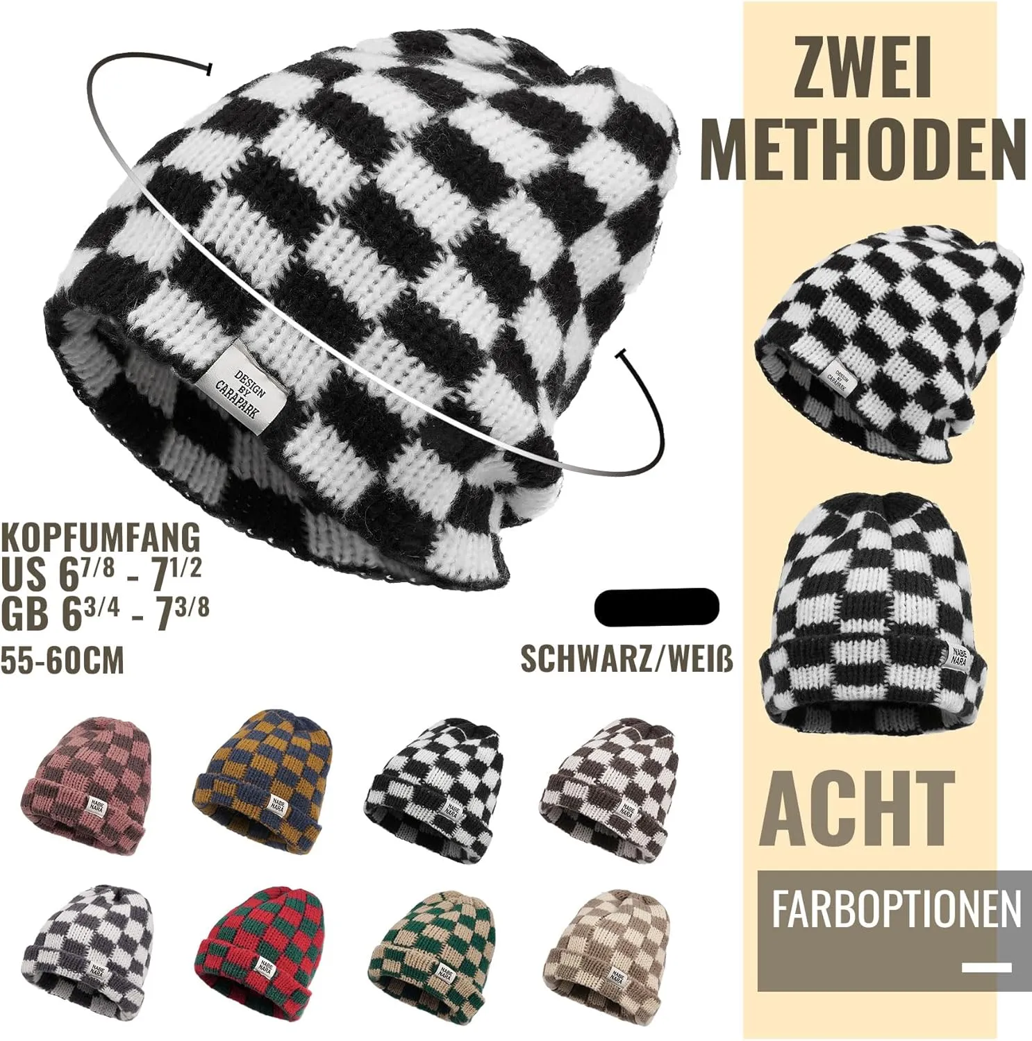 Croogo Beanie Men Slouchy Knit Skull Cap Warm Stocking Hats Women Winter Snow Ski Hat Cuffed Plaid Hat Toboggan Hats