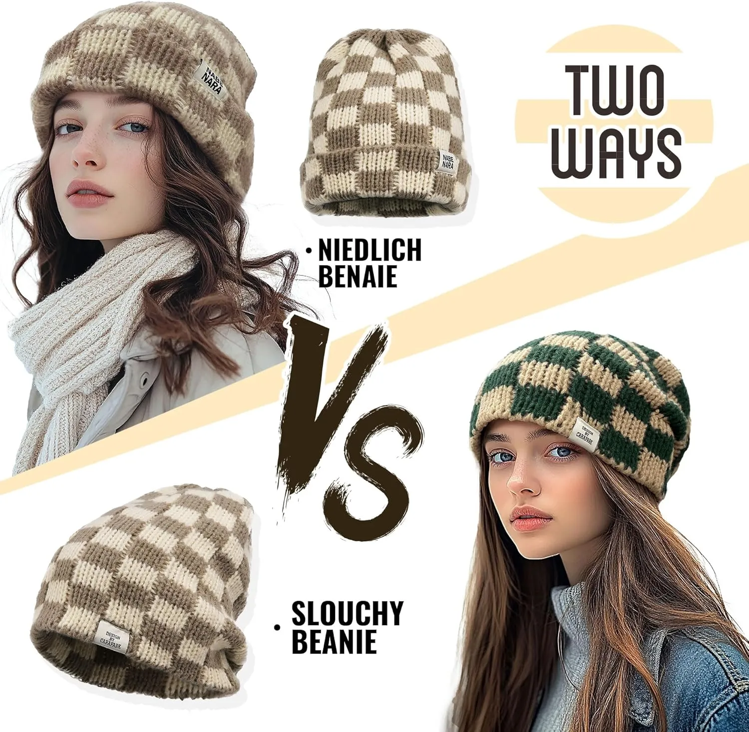 Croogo Beanie Men Slouchy Knit Skull Cap Warm Stocking Hats Women Winter Snow Ski Hat Cuffed Plaid Hat Toboggan Hats