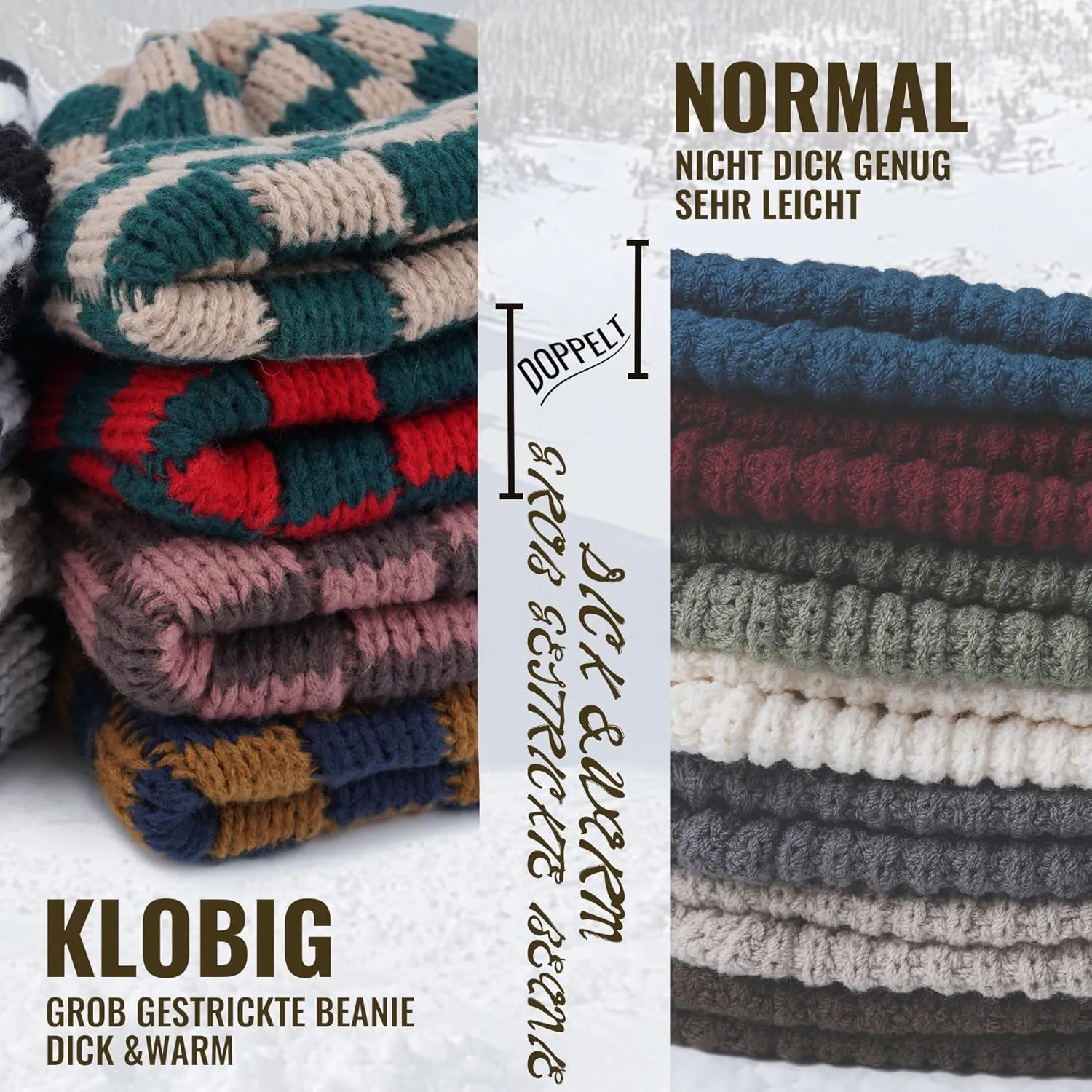 Croogo Beanie Men Slouchy Knit Skull Cap Warm Stocking Hats Women Winter Snow Ski Hat Cuffed Plaid Hat Toboggan Hats