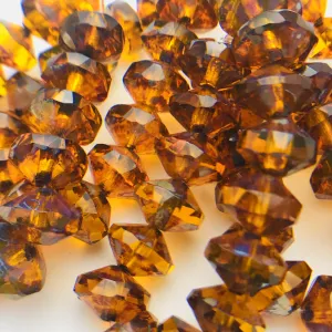 Czech Glass Saucer Bead, Amber with Picasso Finish, 13X9mm