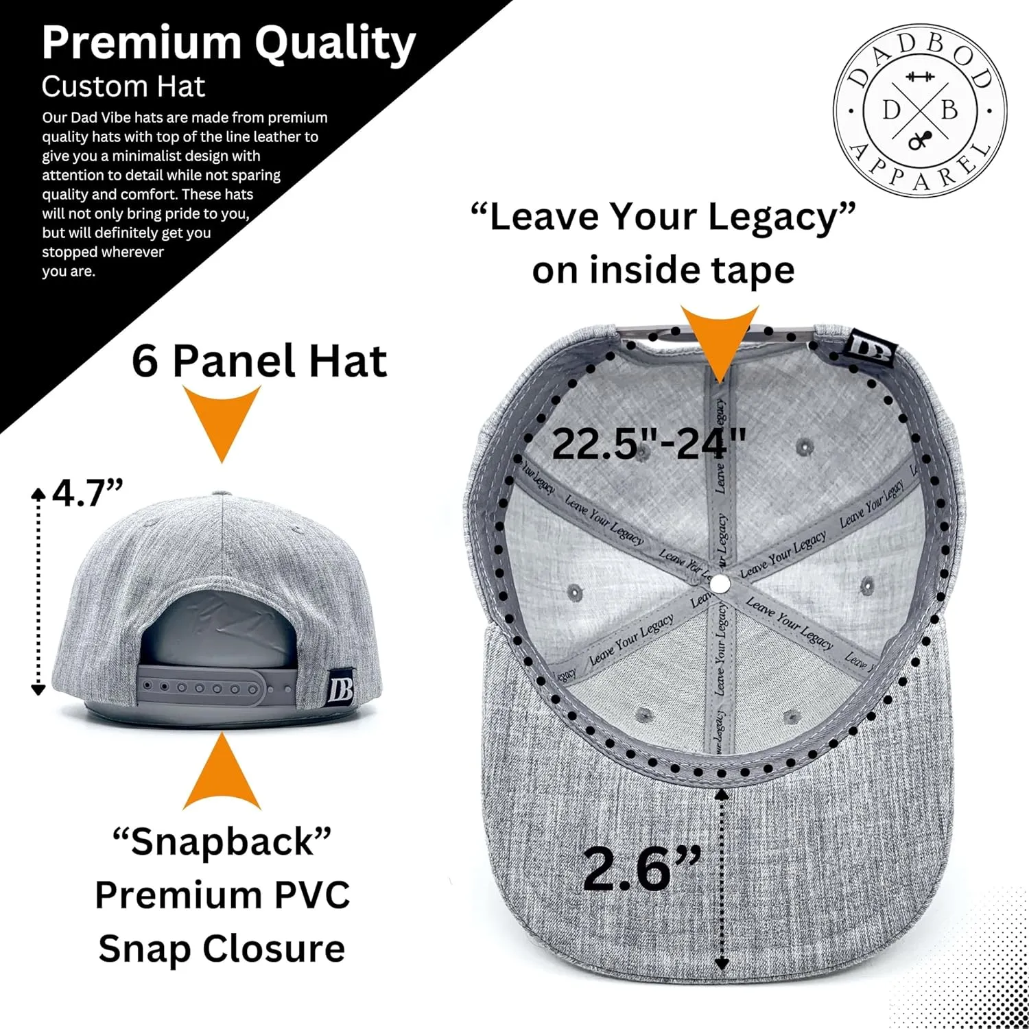 DadVibes Dad Hat - Snapback Baseball Cap Mens Leather Patch
