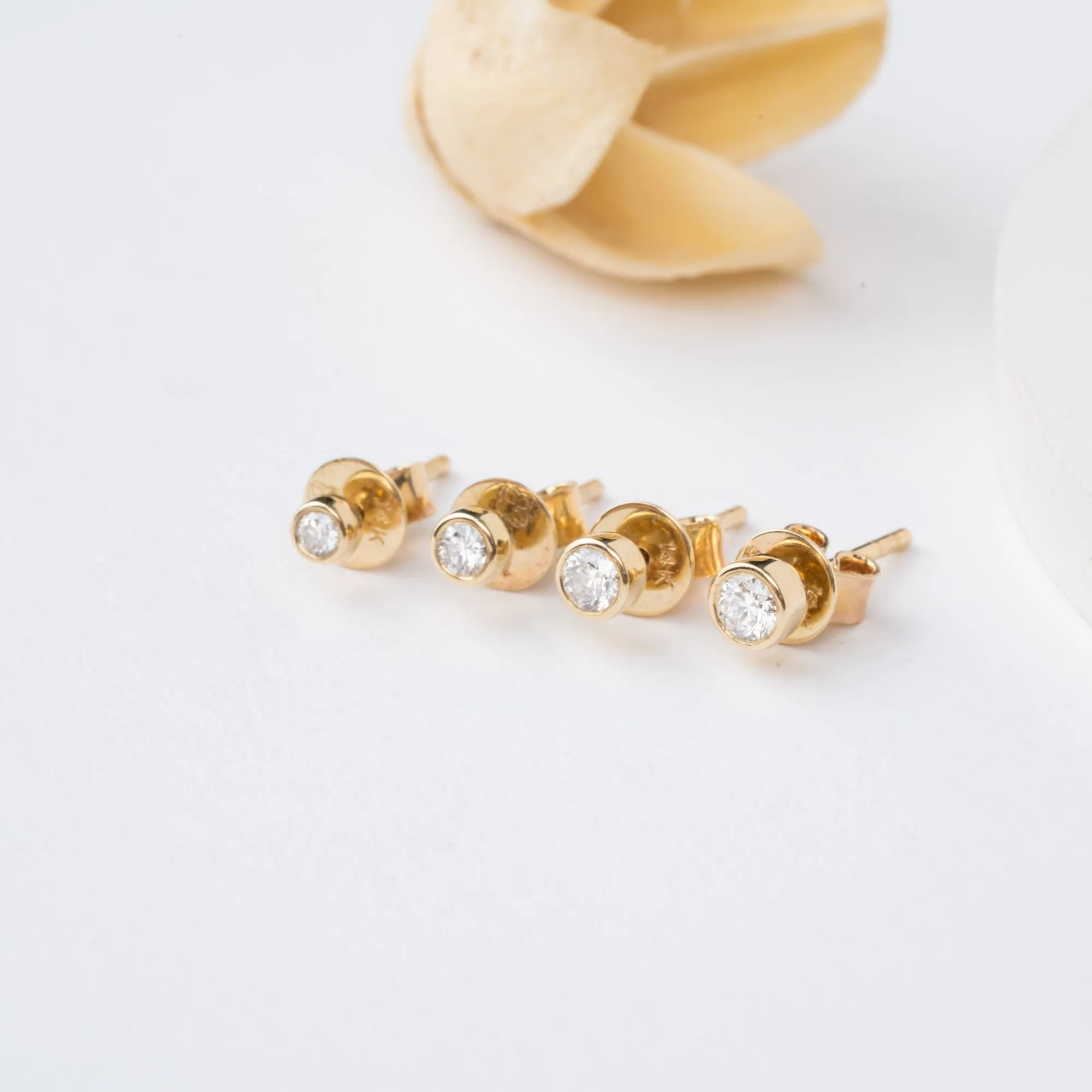 Diamond Bezel Studs, Susie