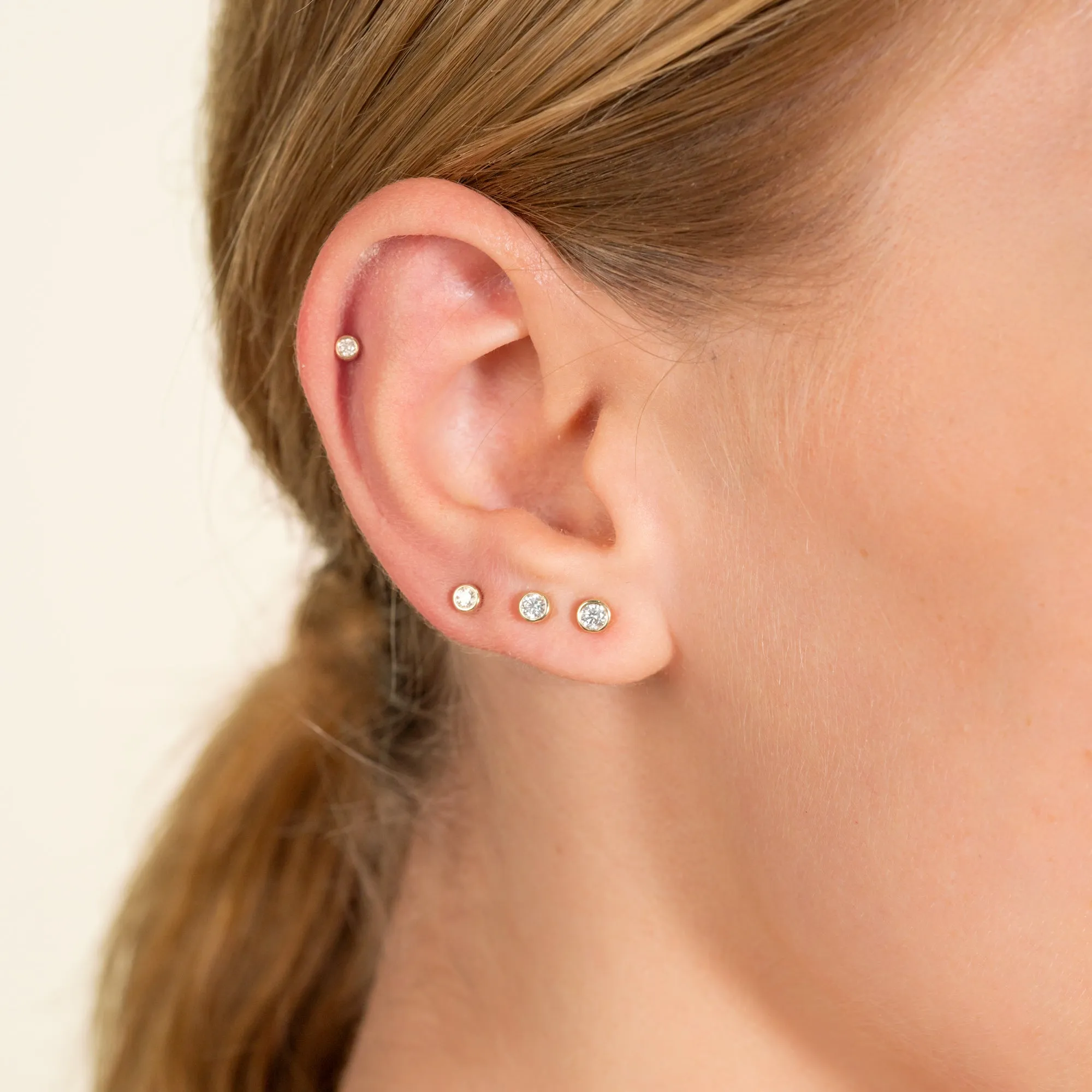 Diamond Bezel Studs, Susie