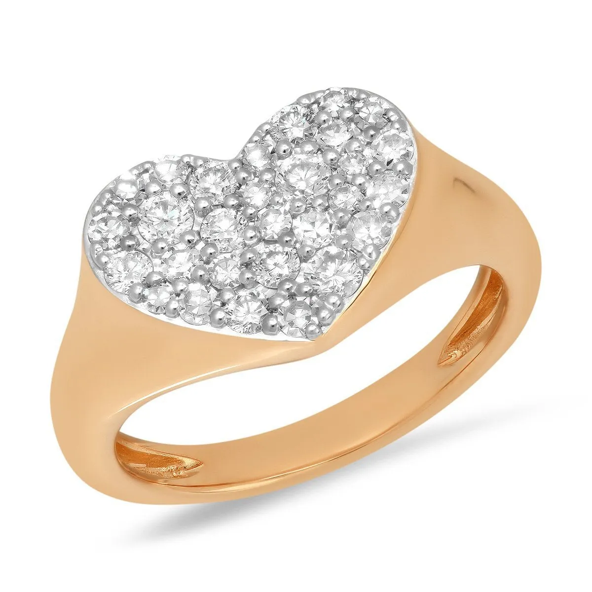 Diamond or Pink Sapphire Smushed Heart Pinky Ring