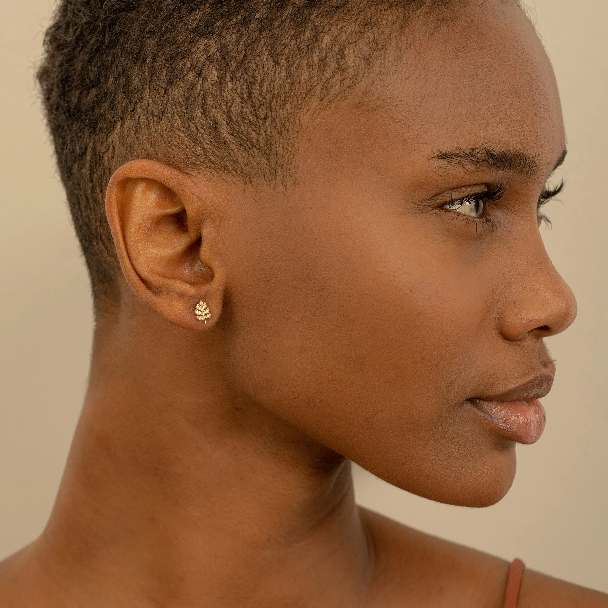 Diamond Palm Leaf Studs, Sasha