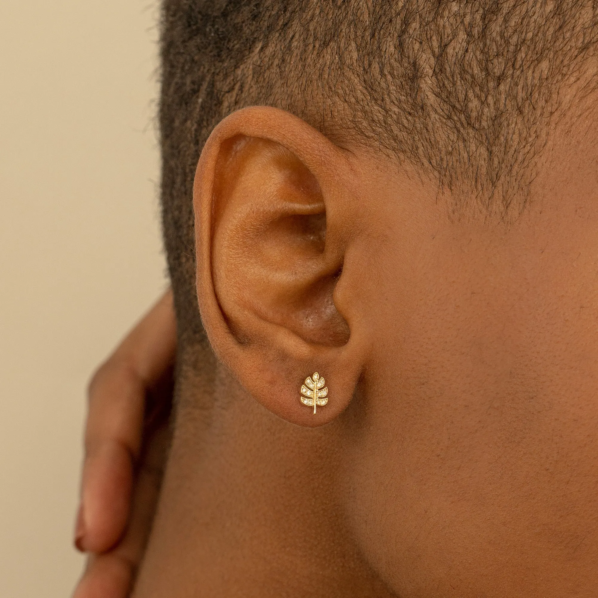 Diamond Palm Leaf Studs, Sasha