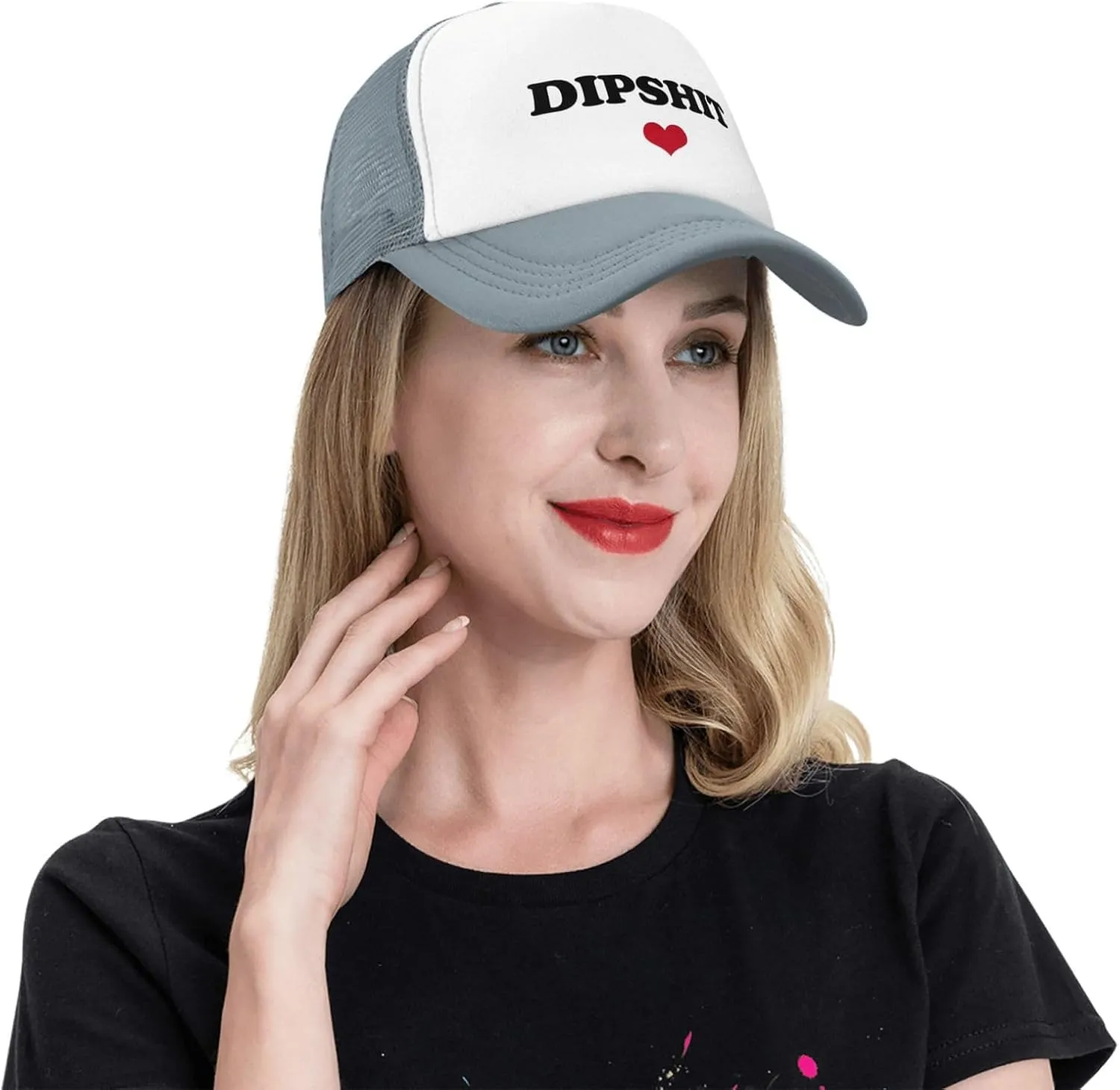 Dipshit Funny Adjustable Mesh Trucker Hat for Adults Unisex Classic Hats Fishing Caps Black