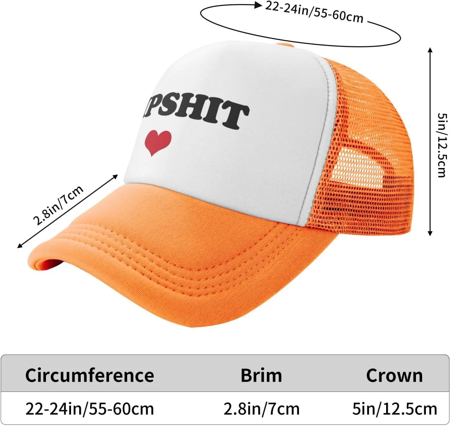 Dipshit Funny Adjustable Mesh Trucker Hat for Adults Unisex Classic Hats Fishing Caps Black