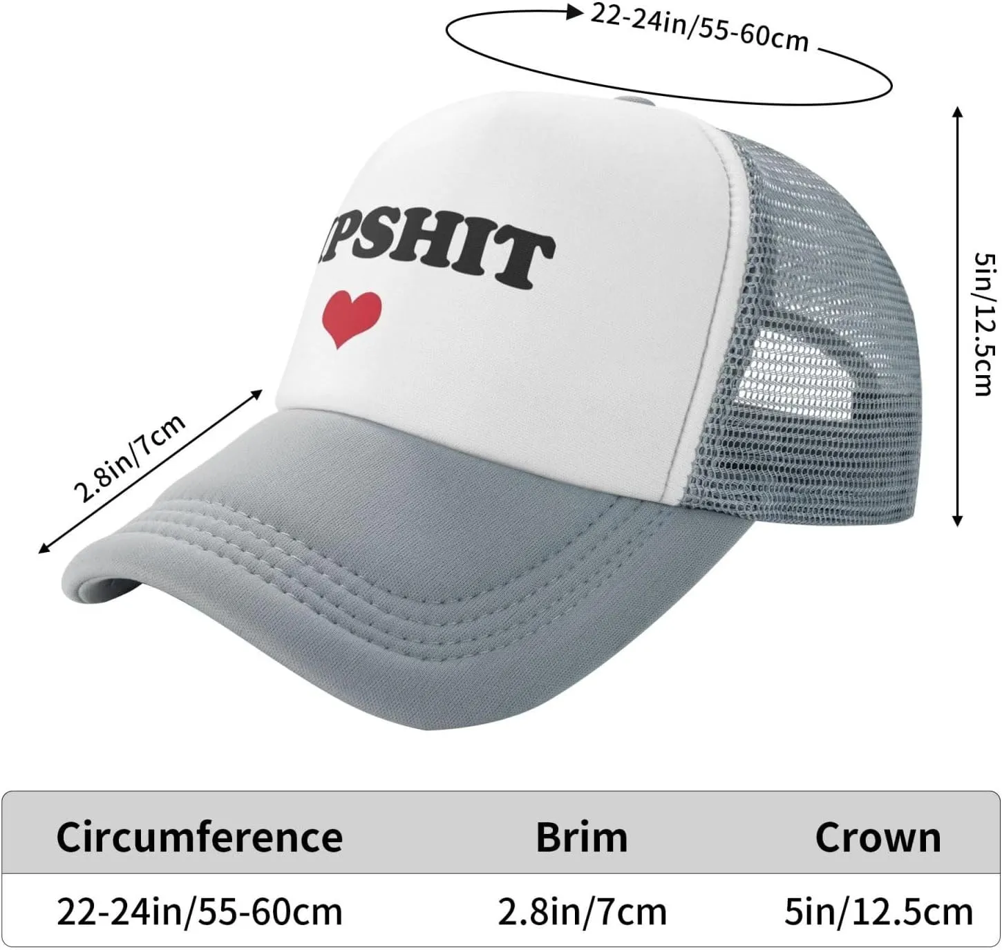Dipshit Funny Adjustable Mesh Trucker Hat for Adults Unisex Classic Hats Fishing Caps Black