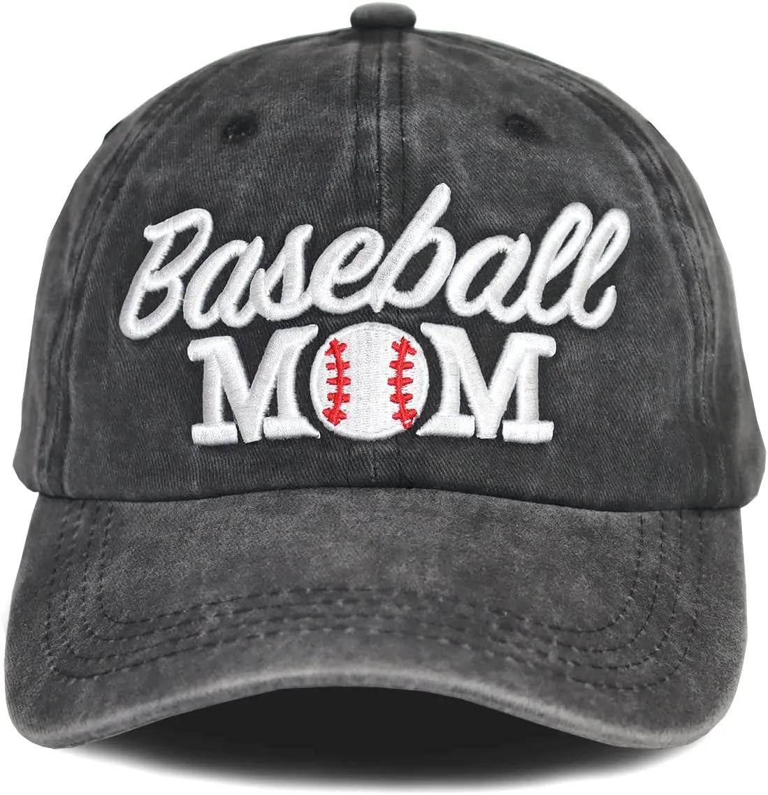 Distressed Baseball Mom Dad Hat for Women, Adjustable Washed Embroidered Baseball Cap for Mama