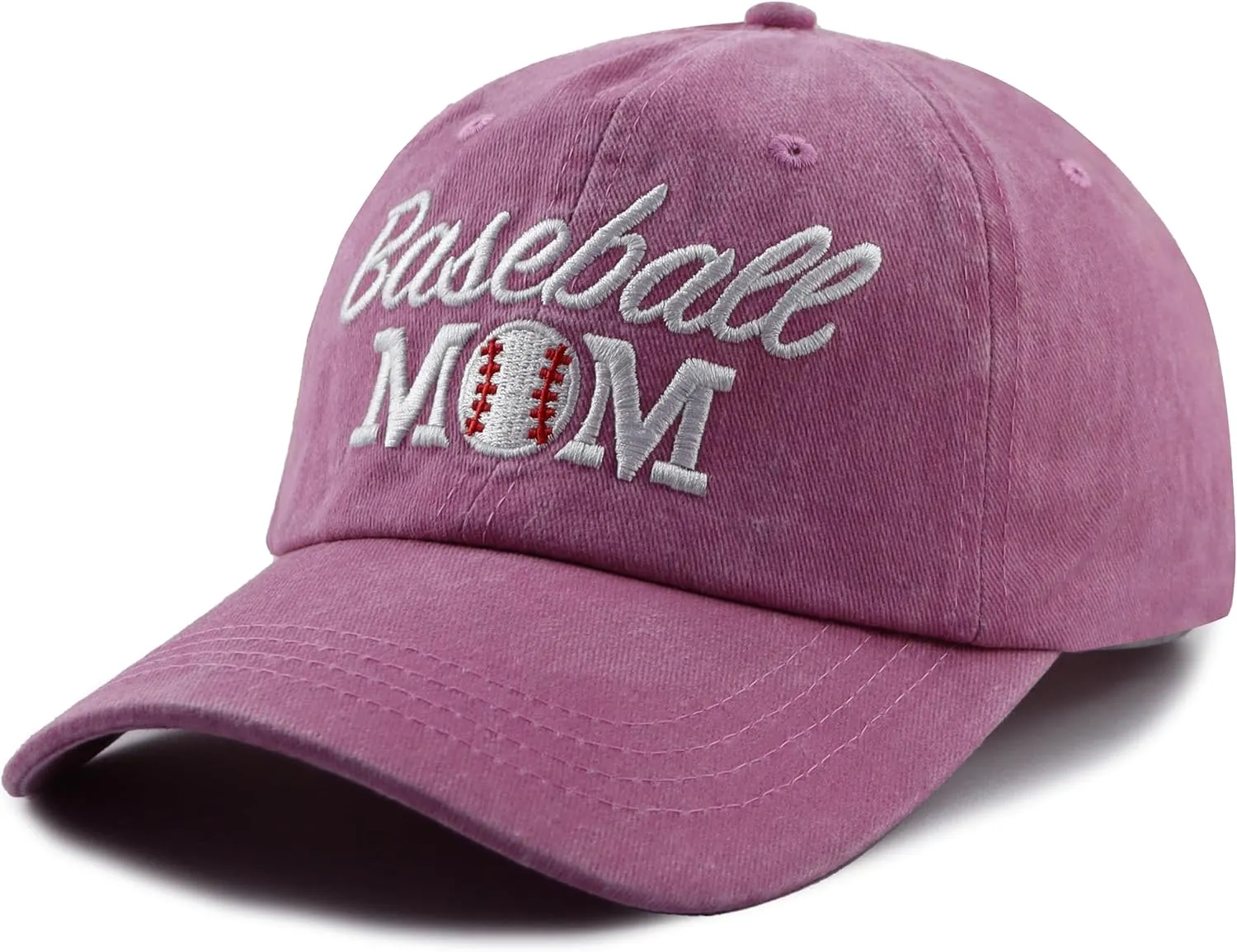 Distressed Baseball Mom Dad Hat for Women, Adjustable Washed Embroidered Baseball Cap for Mama