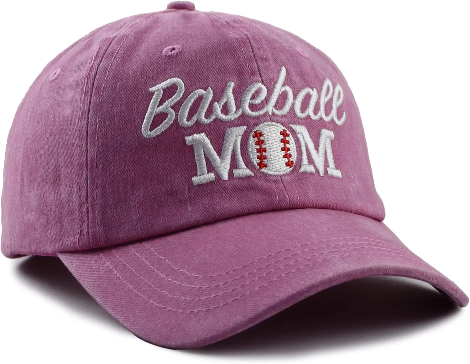 Distressed Baseball Mom Dad Hat for Women, Adjustable Washed Embroidered Baseball Cap for Mama