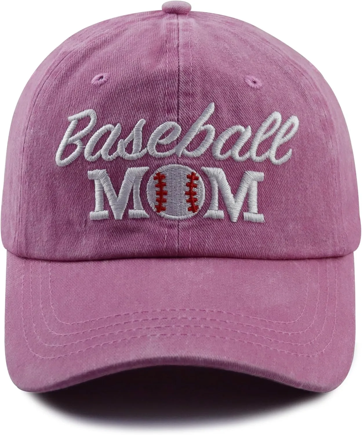 Distressed Baseball Mom Dad Hat for Women, Adjustable Washed Embroidered Baseball Cap for Mama
