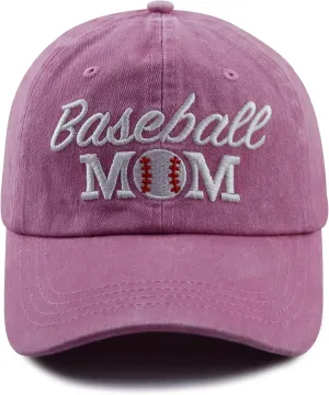 Distressed Baseball Mom Dad Hat for Women, Adjustable Washed Embroidered Baseball Cap for Mama