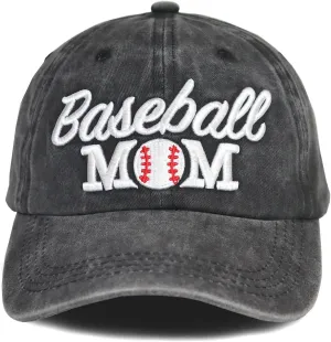 Distressed Baseball Mom Dad Hat for Women, Adjustable Washed Embroidered Baseball Cap for Mama