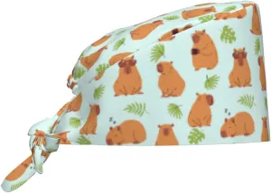 Doodle Beer Oktoberfest Scrub Caps Adjustable Working Cap with Sweatband Elastic Tie Back Hats for Women Men