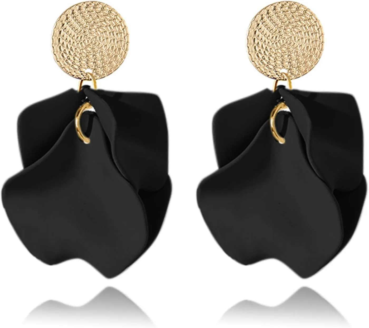 Dreuyet Rose Petal Dangle Earrings for Women Elegant Boho Statement Floral Tassel Earrings Acrylic Tiered Matte Flower Earrings Exaggerated Petal Tassel Earrings Flower Earrings