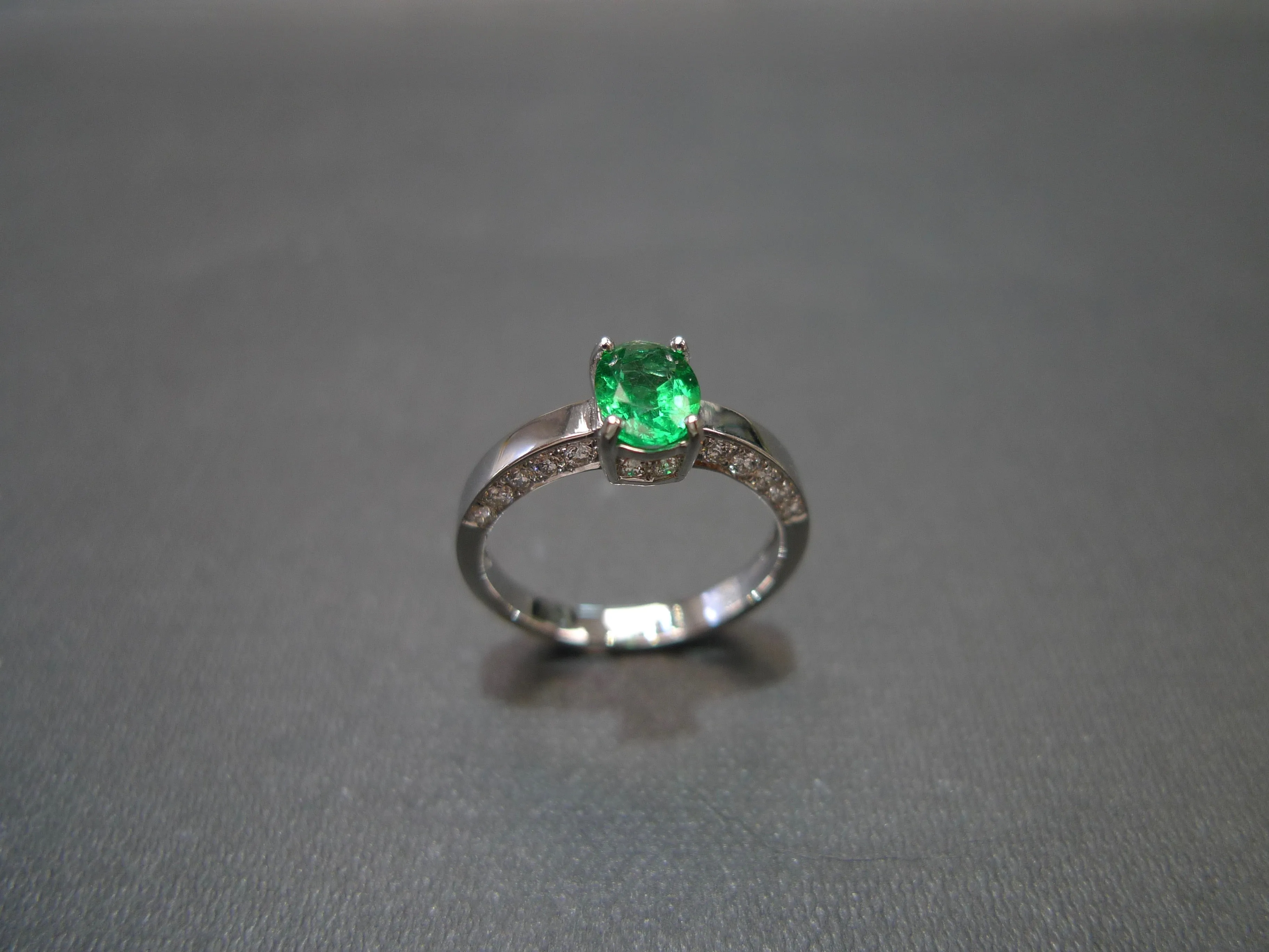 Emerald and Diamond Ring in White Gold