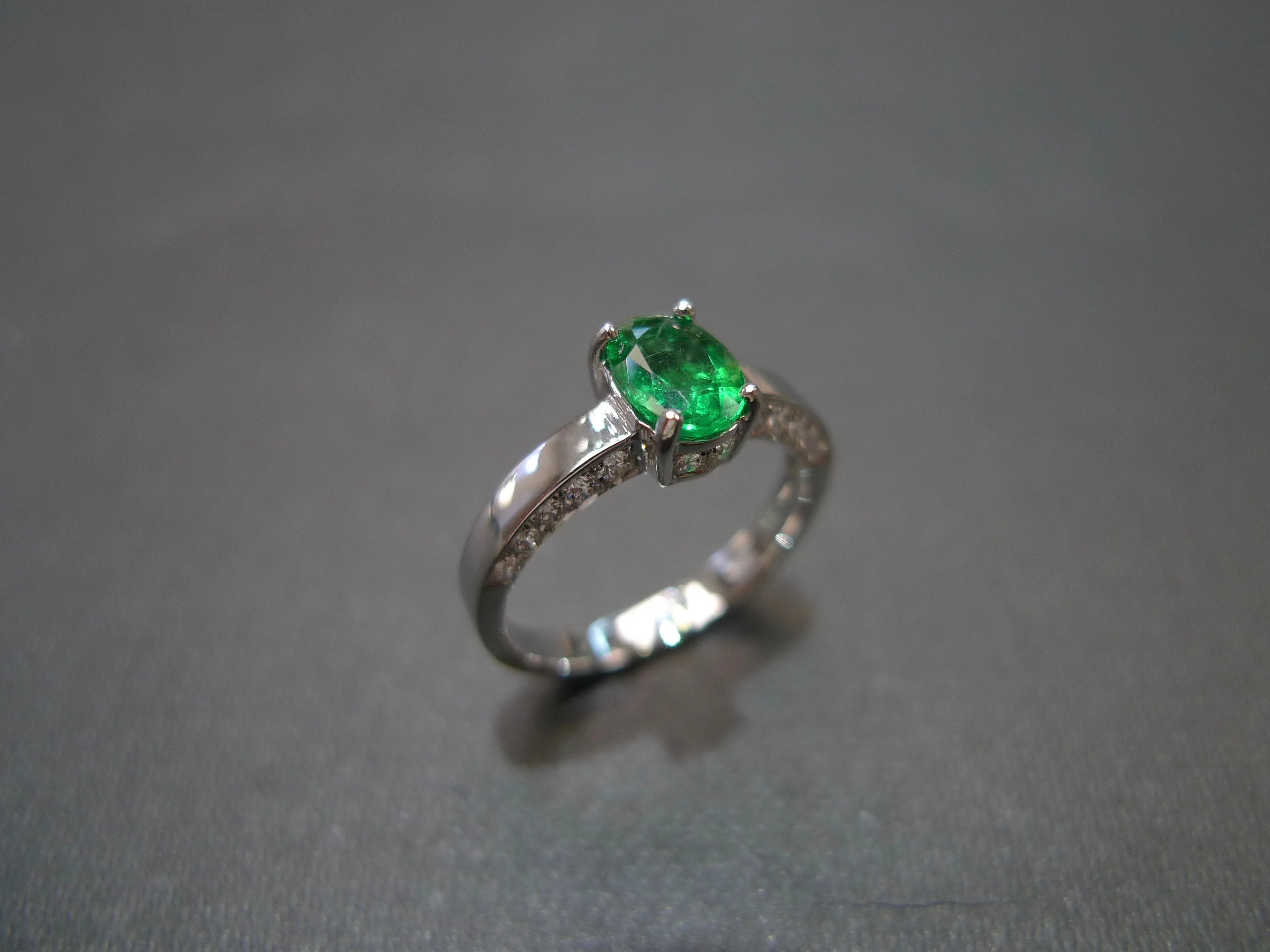 Emerald and Diamond Ring in White Gold