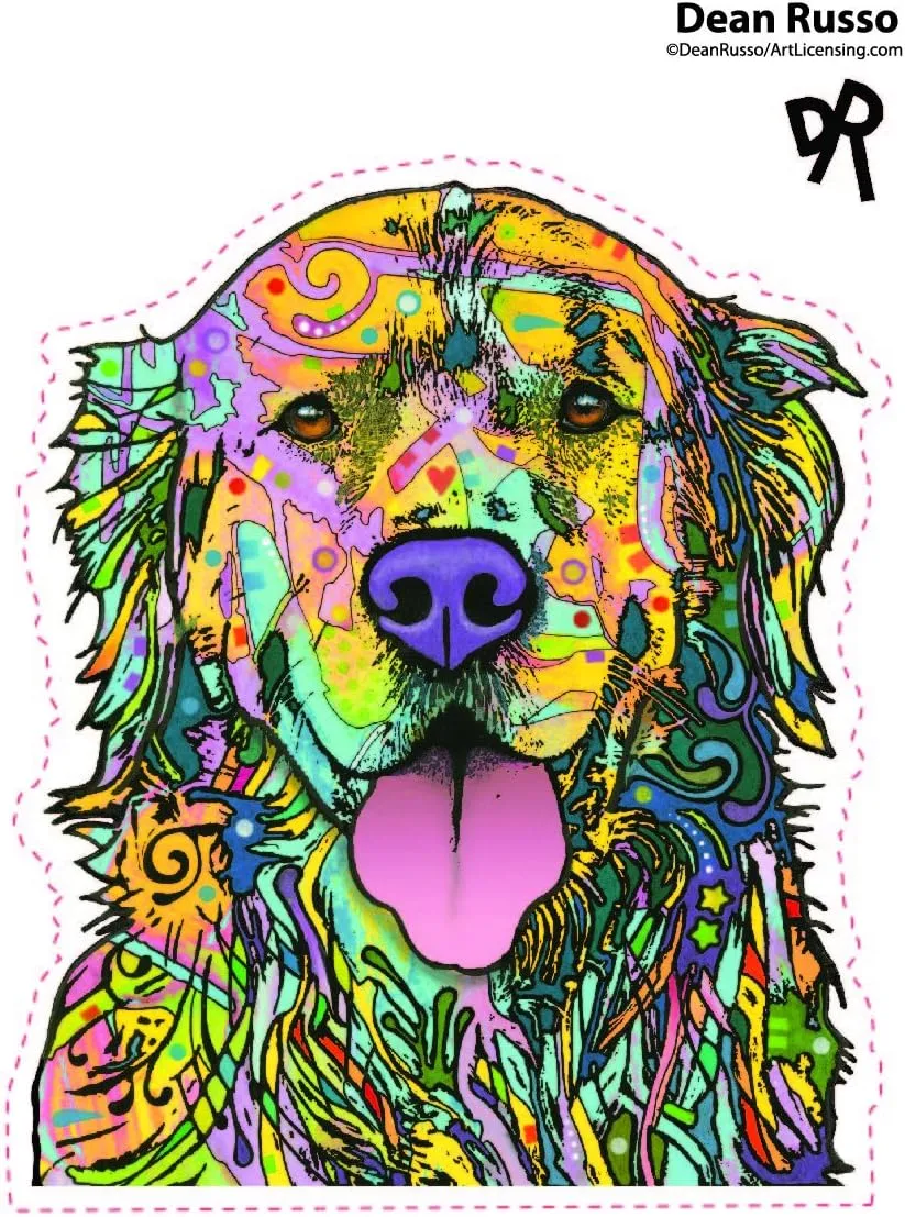 Enjoy It Dean Russo Golden Retriever Car Stickers, Outdoor Rated Vinyl Sticker Decals for Windows, Bumpers, Laptops or Crafts - 2 Pieces
