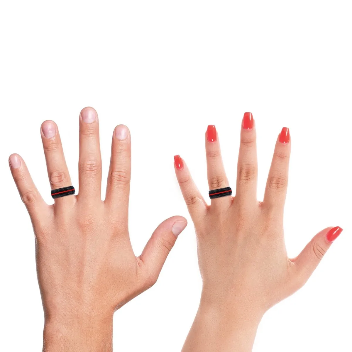 ERNI | Blue Ring, Black Tungsten Ring, Red Groove, Stepped Edge