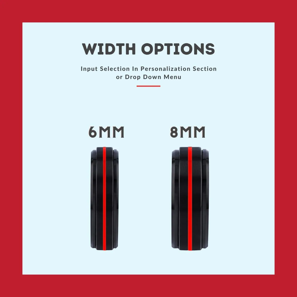 ERNI | Blue Ring, Black Tungsten Ring, Red Groove, Stepped Edge
