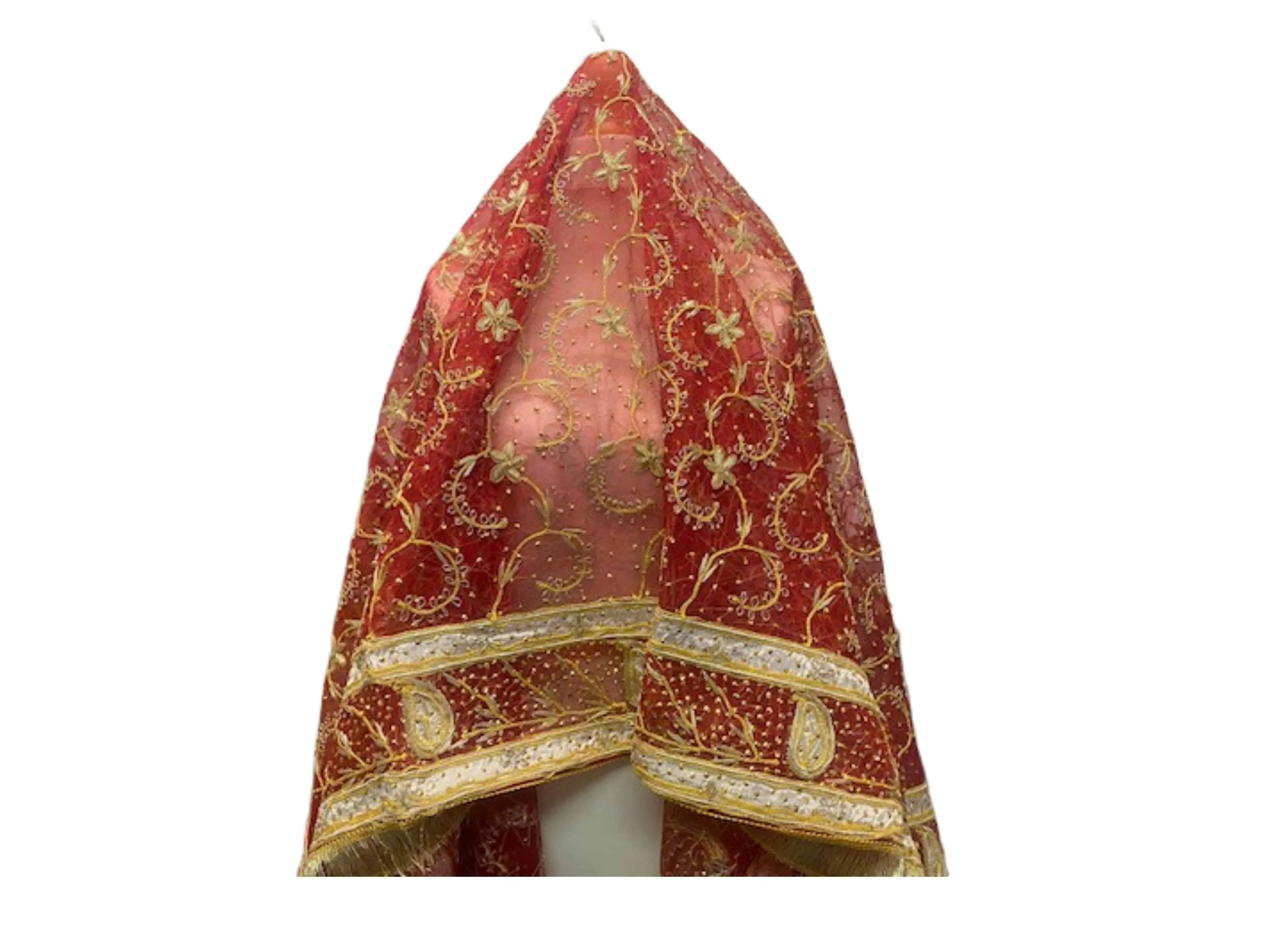 Ethnic Bridal Inspired Fabric -RED PAISLEY