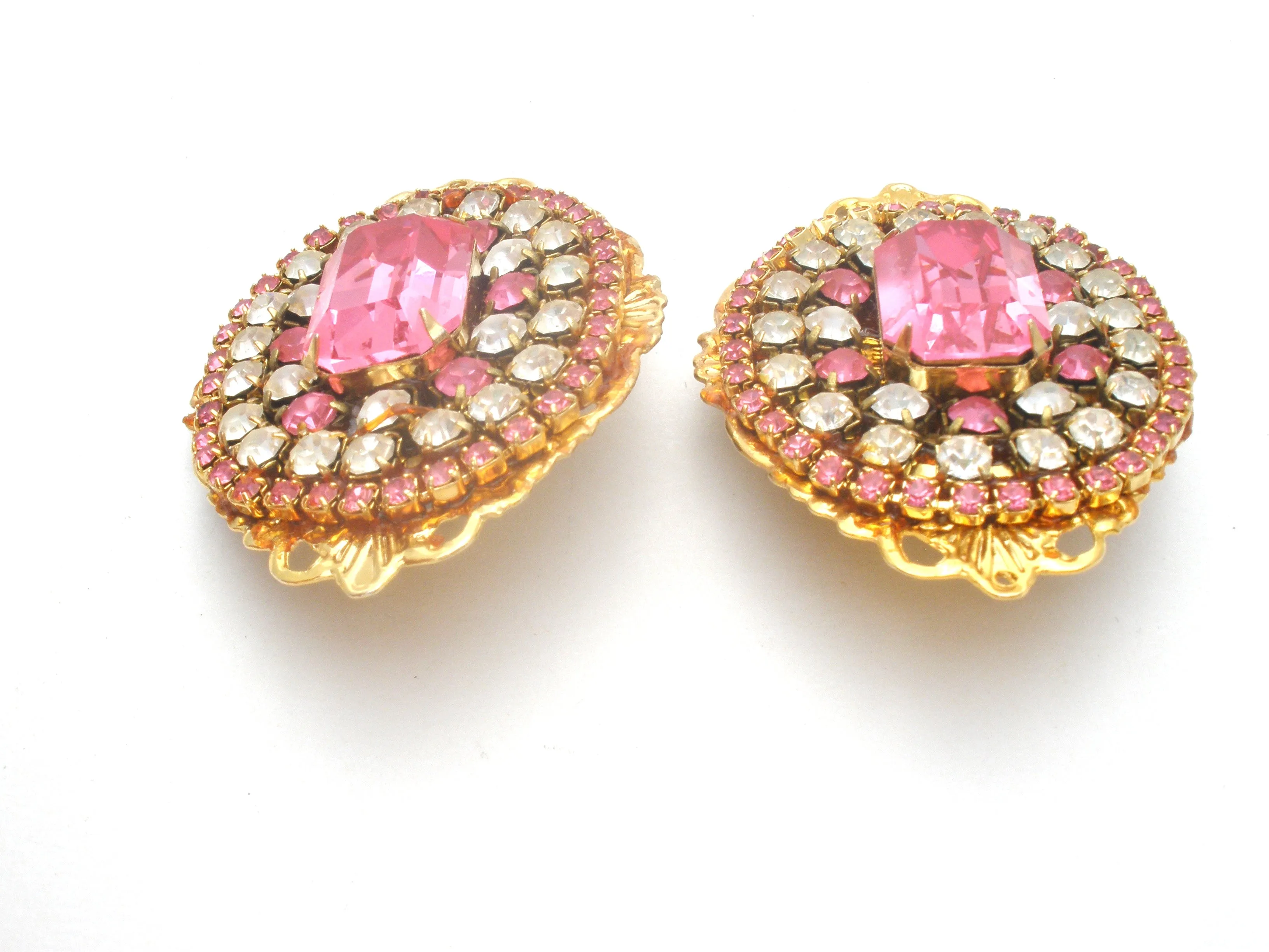 Fantiques Pink Rhinestone Earrings Vintage