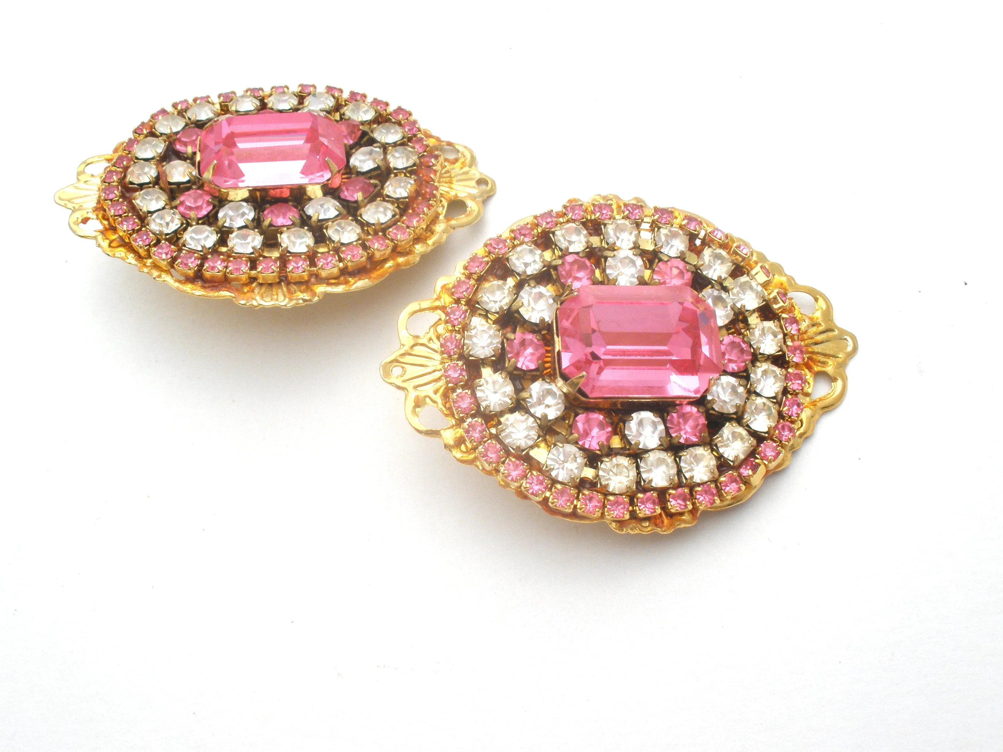 Fantiques Pink Rhinestone Earrings Vintage