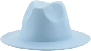 Fedora Hat Women Hat Formal Wedding Decorate Panama Cap Men Sombrero Hombre Sky Blue 56-58cm(Adults)