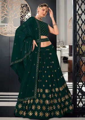 Georgette Fabric Classy Green Bridesmaid Lehenga Choli