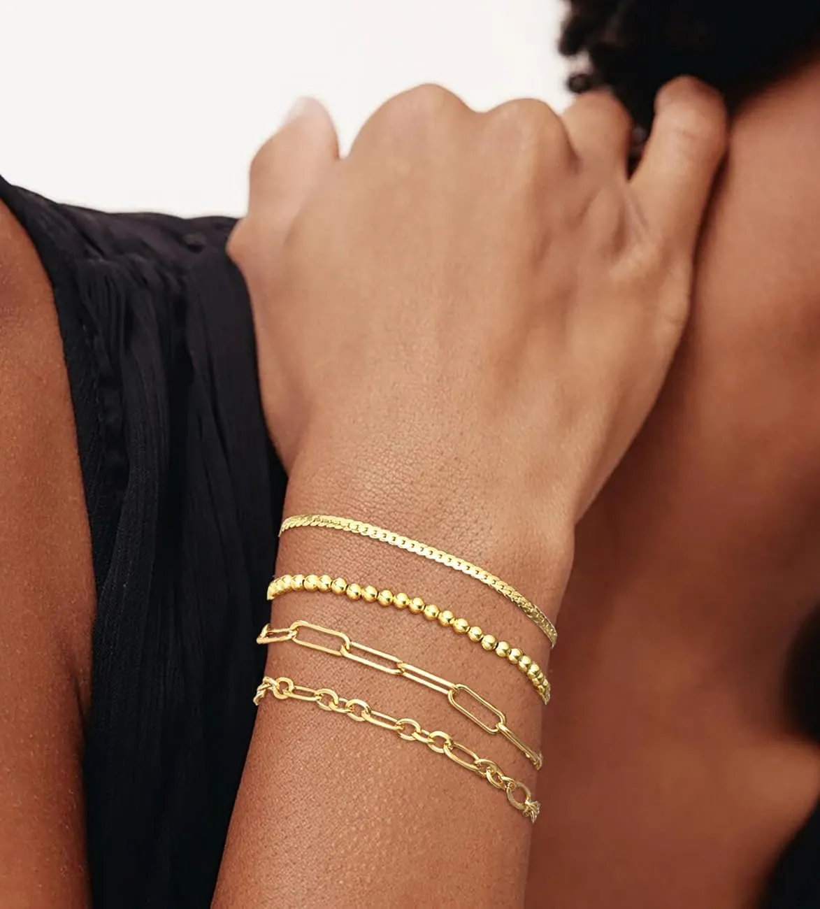Gold Bracelets Set for Women Trendy, 14K Real Gold Plated Jewelry for Women Dainty Chain Bracelet Stack, Non Tarnish Gold Stackable Bracelets Pack Fashion Accessories Gifts