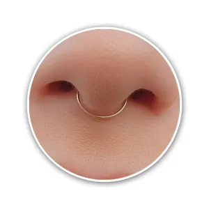 Gold Fake Septum Ring - Thin Tiny 24 Gauge 8mm Faux Septum Piercing Hoop - 14k gold filled Clip On Fake Septum Rings For Women - No Piercing Needed - Gift Ready