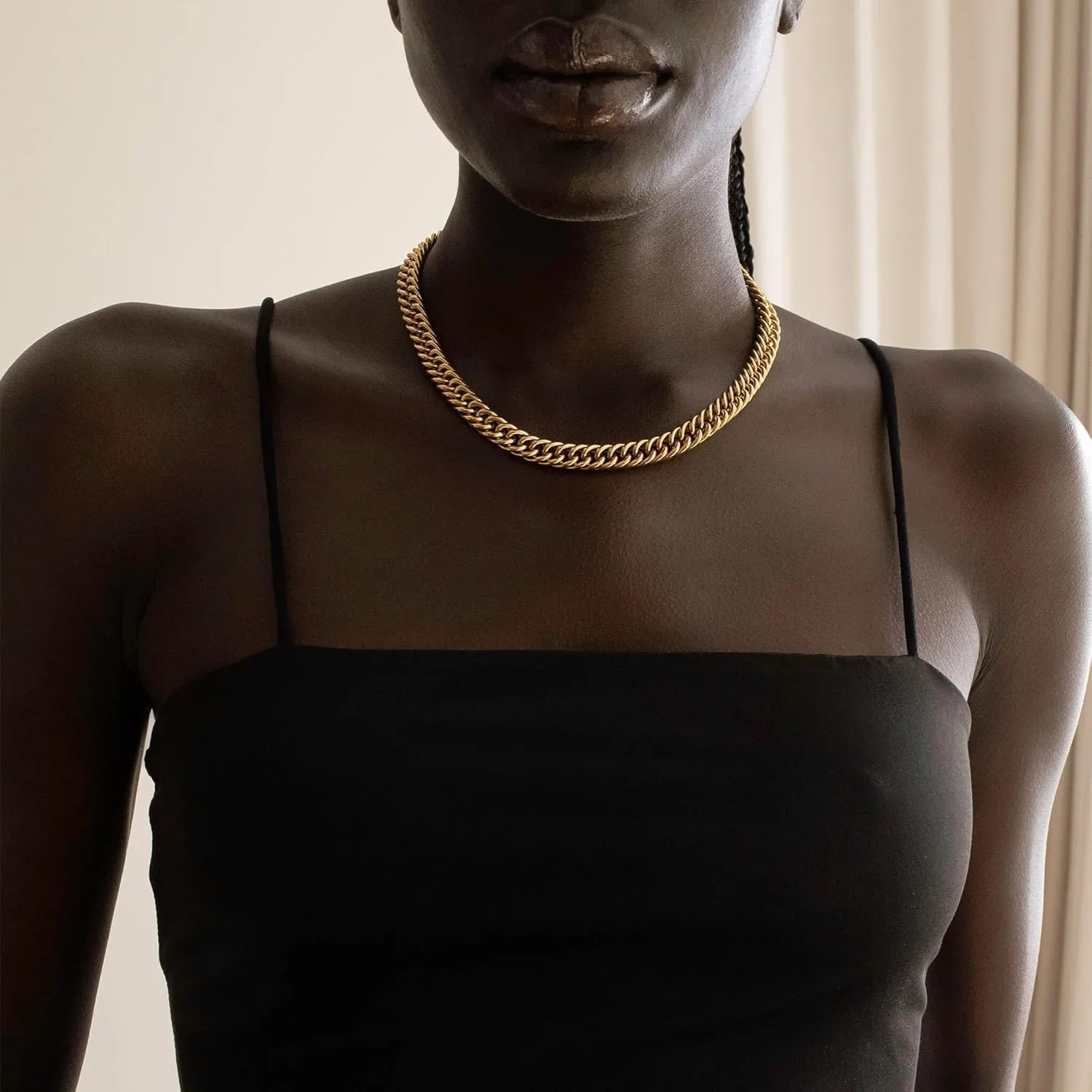 Gold Necklace for Women 14k Gold Plated Paperclip Singapore Cuban Chain Necklaces Non Tarnish 16/18/20 inch Simple Trendy Chunky Long Link Gold Chain Gold Jewelry for Women Gift