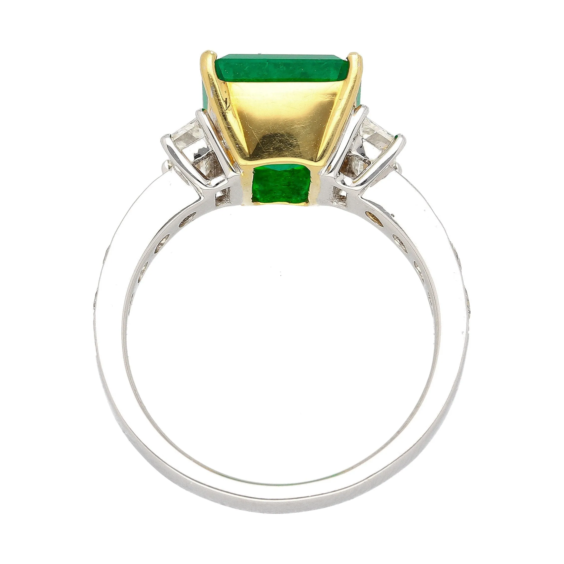 GRS Certified 3.16 Carat Vivid Green Minor Oil Colombia Emerald and Diamond 18K Ring | GRS Appendix.