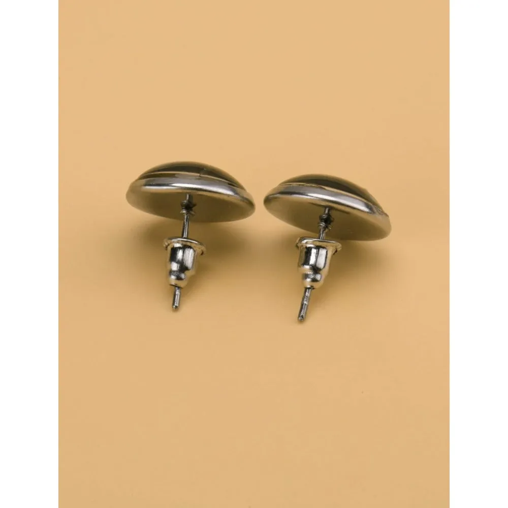 H-Artsy Round Stainless Steel Post Earrings