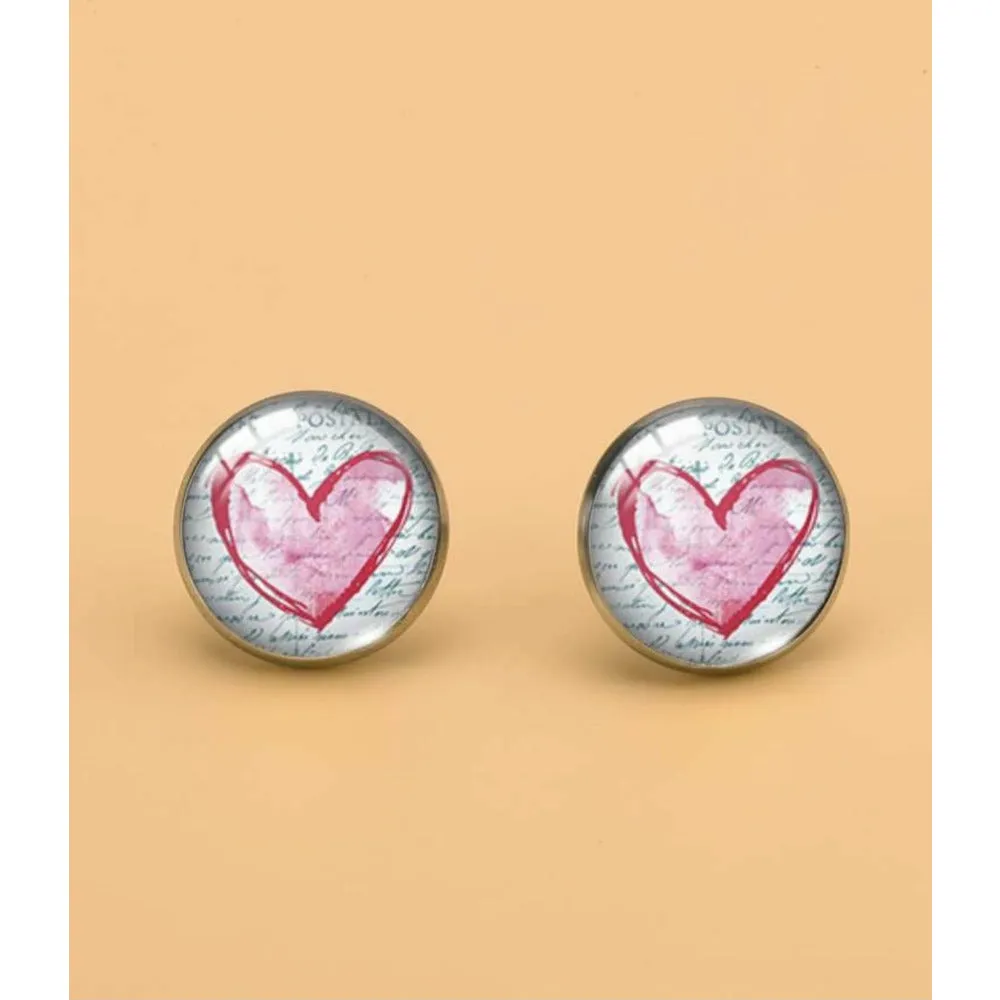 H-Artsy Round Stainless Steel Post Earrings