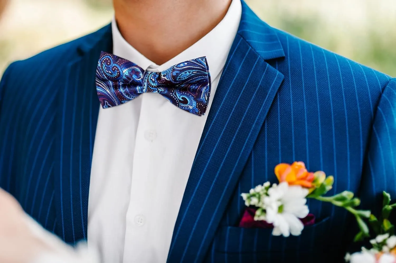 HISDERN Bow Ties for Men 3pcs Mixed Self-Tie Bow tie and Pocket Square Set Classic Formal Tuxedo Wedding & Party Bowtie
