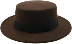 Jazz Hats Vintage Flat Top Bowler Hat Men and Women Gentleman Hat for Women and Men