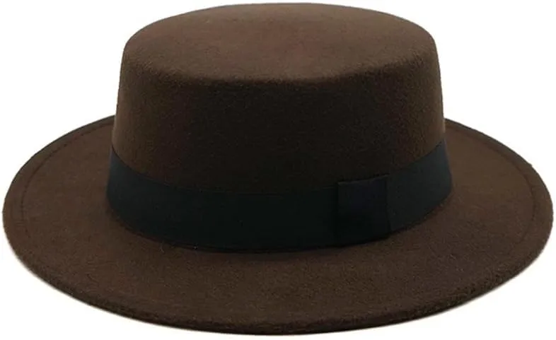 Jazz Hats Vintage Flat Top Bowler Hat Men and Women Gentleman Hat for Women and Men