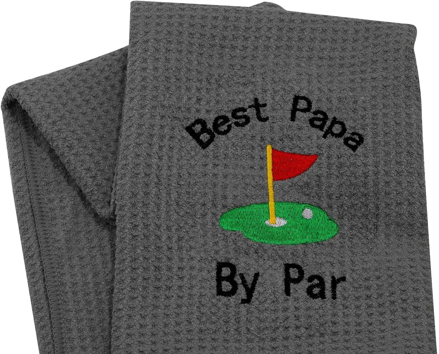 JXGZSO Dad Golf Towel Embroidered Golf Towel Gift Golf Father Gift Embroidered Golf Towel with Clip (-Best papa by par Grey)