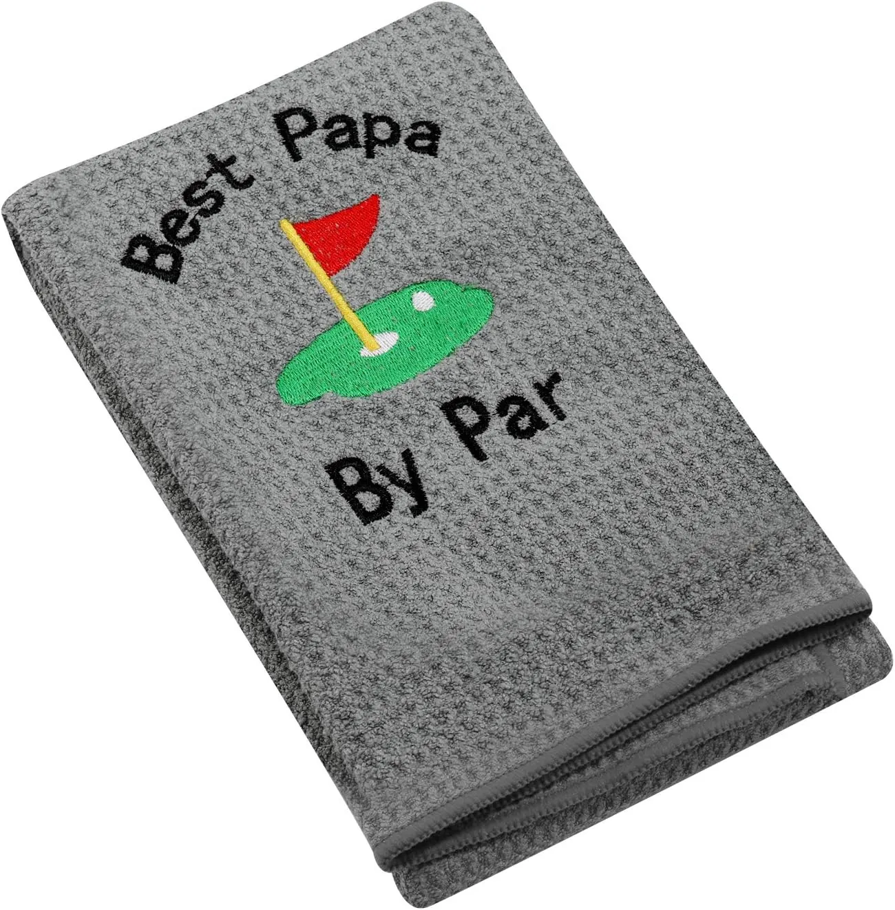 JXGZSO Dad Golf Towel Embroidered Golf Towel Gift Golf Father Gift Embroidered Golf Towel with Clip (-Best papa by par Grey)