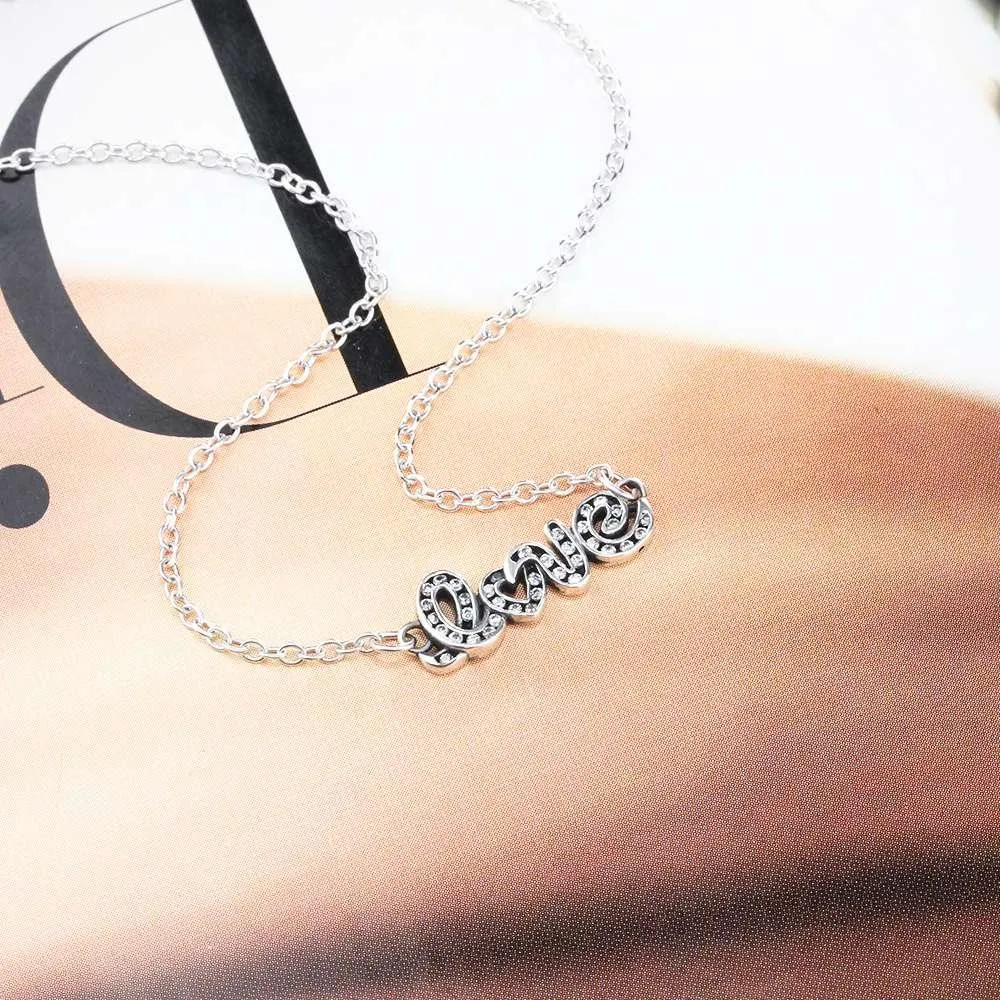 Letter LOVE Pendant For Women Zirconia Stud Necklace For Women