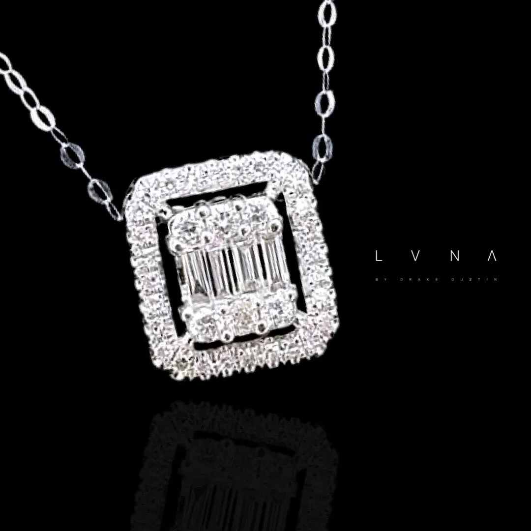 #LoveLVNA | Large Emerald Halo Diamond Necklace 18" 18kt Chain