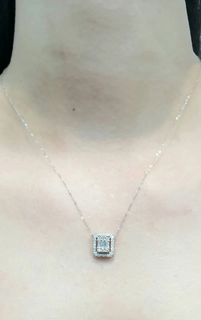 #LoveLVNA | Large Emerald Halo Diamond Necklace 18" 18kt Chain