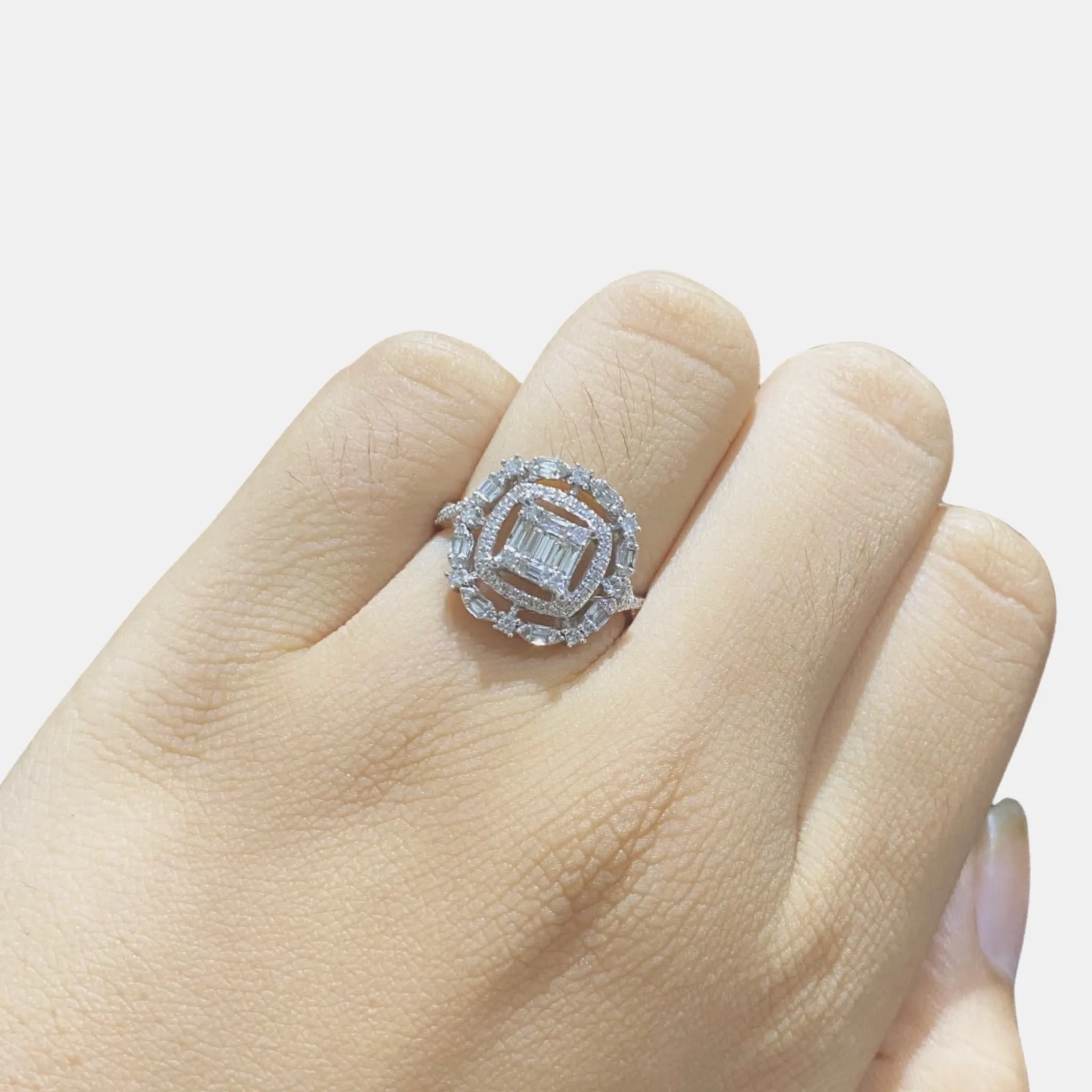 #LVNA2024 |  Cushion Baguette Floral Diamond Ring 14kt
