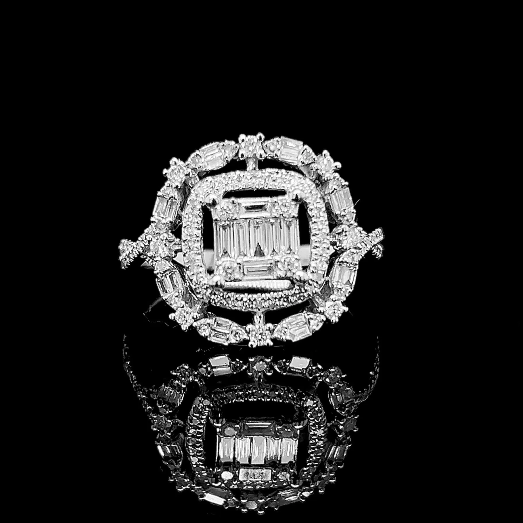 #LVNA2024 |  Cushion Baguette Floral Diamond Ring 14kt