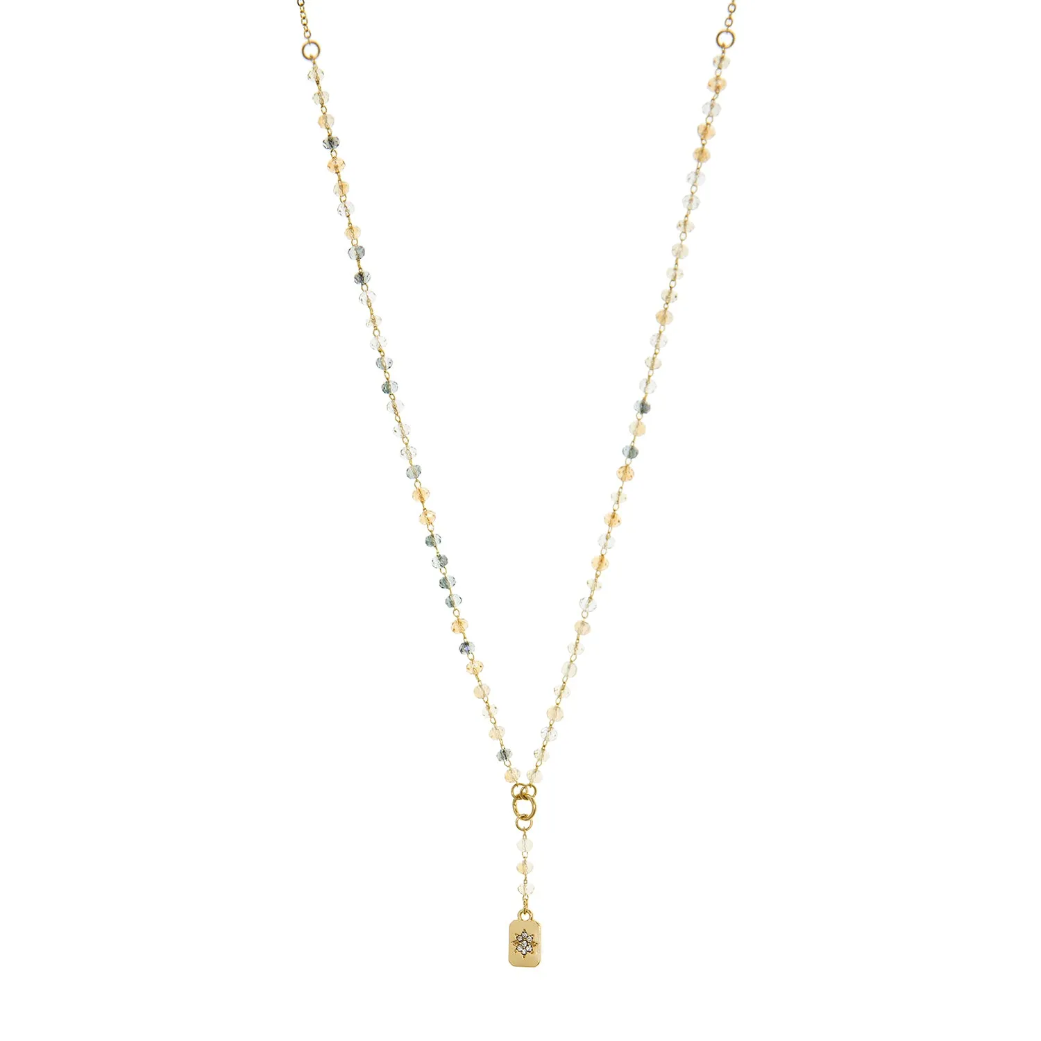 Marlyn Schiff Crystal Beaded Y Necklace with Starburst Pendant