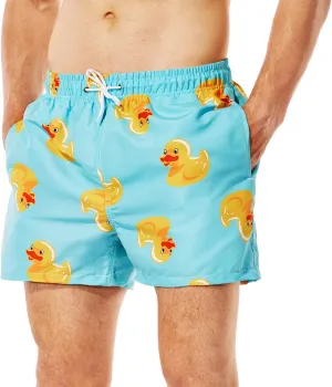 Men's Duck Swim Trunks Bathing Suits Swimming Shorts with Mesh Liner